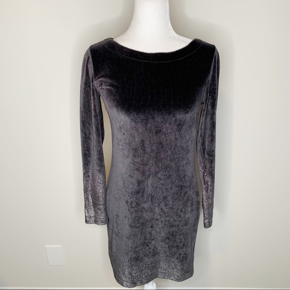 Juicy Couture Gray and Silver Ombré Velour Dress in Size Small